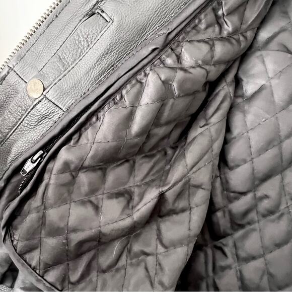 Unik Vintage Biker 80’s Fringe Leather Jacket Black Size M removable liner - Picture 9 of 13